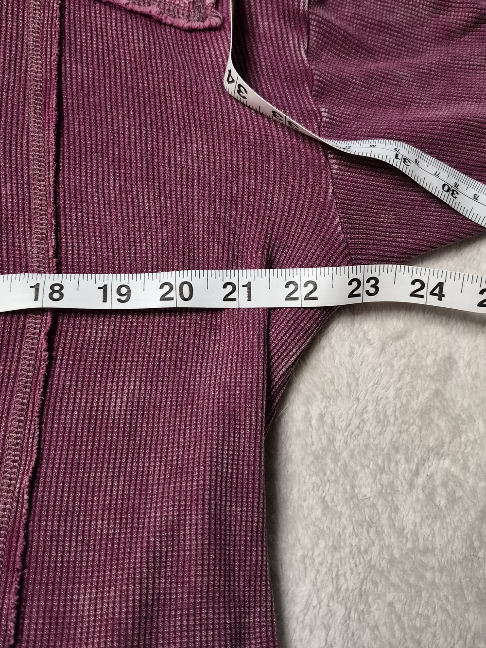 Washed Plum Ribbed Yoke Pullover Sweatshirt - Picture 5 of 5